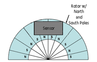 Rotor with north and south poles