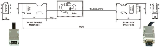 KNC-SRV-ENCDG-(4)-GU-BT Servo Battery Cable
