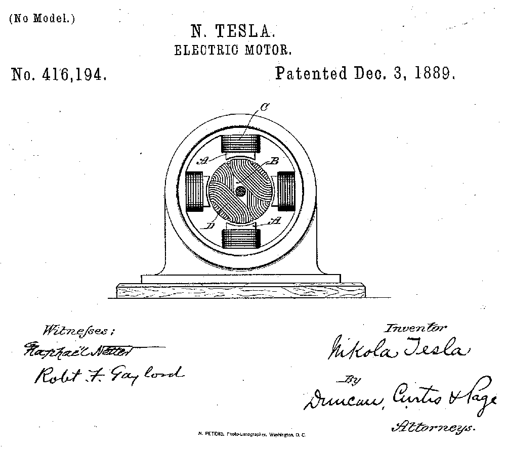 nikola-tesla-patent-416194-alternating-current-motor